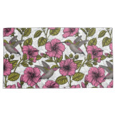 Hummingvogels en roze hibiscus bloemen kussensloop (Voorkant-Rechts)