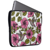 Hummingvogels en roze hibiscus bloemen laptop sleeve (Voorkant Rechts)