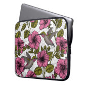Hummingvogels en roze hibiscus bloemen laptop sleeve (Voorkant Links)