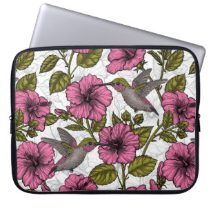 Hummingvogels en roze hibiscus bloemen laptop sleeve