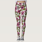 Hummingvogels en roze hibiscus bloemen leggings (Voorkant)
