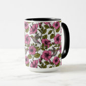 Hummingvogels en roze hibiscus bloemen mok (Voorkant rechts)