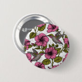 Hummingvogels en roze hibiscus bloemen ronde button 5,7 cm (Voorkant /achterkant)