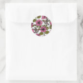Hummingvogels en roze hibiscus bloemen ronde sticker (Tas)