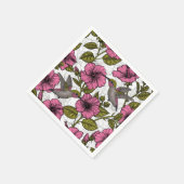 Hummingvogels en roze hibiscus bloemen servet (Hoek)