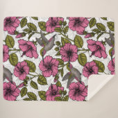 Hummingvogels en roze hibiscus bloemen sherpa deken (Voorkant (horizontaal))