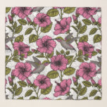 Hummingvogels en roze hibiscus bloemen sjaal<br><div class="desc">Naadloos patroon met handgetekende kolibries en hibiscus bloemen</div>
