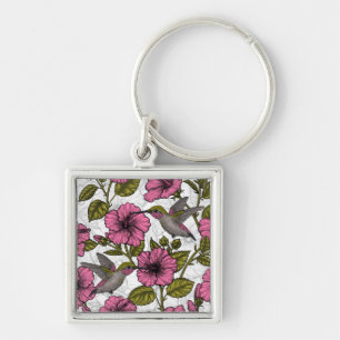 Hummingvogels en roze hibiscus bloemen sleutelhanger