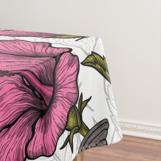 Hummingvogels en roze hibiscus bloemen tafelkleed (Voorbeeld)