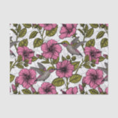 Hummingvogels en roze hibiscus bloemen tissuepapier (Voorkant)