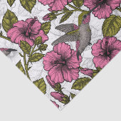 Hummingvogels en roze hibiscus bloemen tissuepapier (Detail)