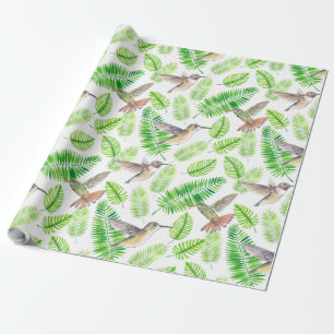 Hummingvogels en tropische bladeren cadeaupapier