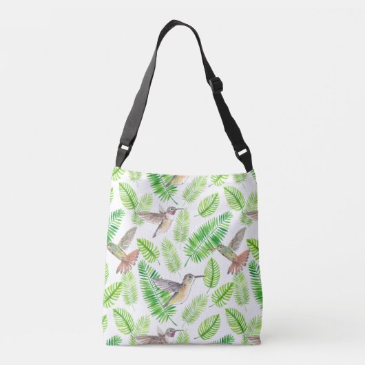 Hummingvogels en tropische bladeren crossbody tas (Achterkant)