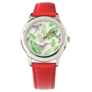 Hummingvogels en tropische bladeren horloge
