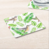 Hummingvogels en tropische bladeren kartonnen onderzetters (Schuin)