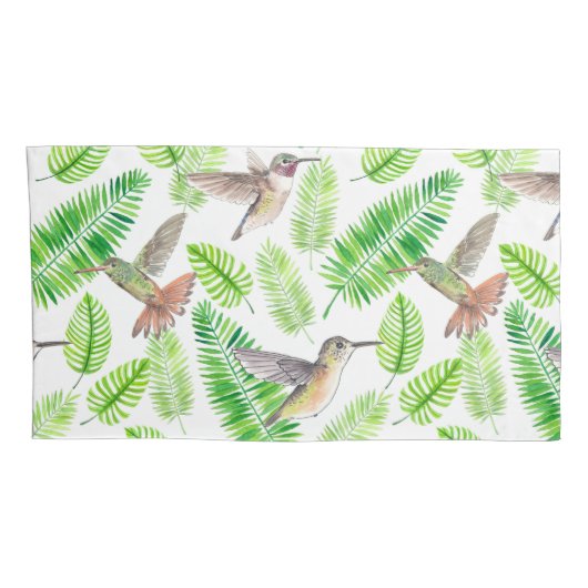 Hummingvogels en tropische bladeren kussensloop (Achterkant-Rechts)