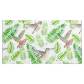 Hummingvogels en tropische bladeren kussensloop (Voorkant-Rechts)