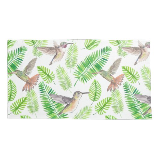 Hummingvogels en tropische bladeren kussensloop (Achterkant-Links)