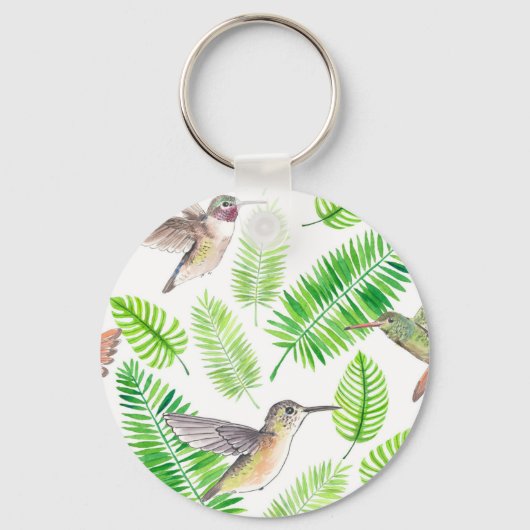 Hummingvogels en tropische bladeren sleutelhanger (Voorkant)