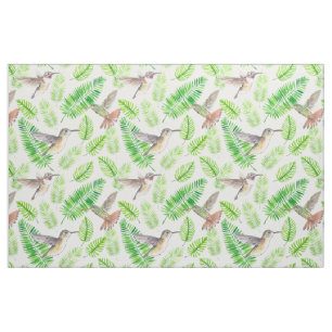 Hummingvogels en tropische bladeren stof