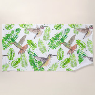 Hummingvogels en tropische bladeren strandlaken