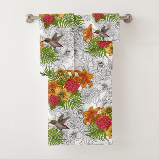 Hummingvogels en tropische bouquet bad handdoek (Insitu)