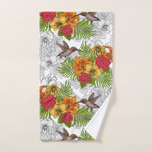 Hummingvogels en tropische bouquet bad handdoek