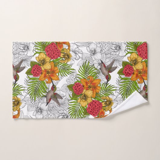 Hummingvogels en tropische bouquet bad handdoek (Handdoek)