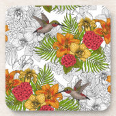 Hummingvogels en tropische bouquet bier onderzetter (Voorkant)