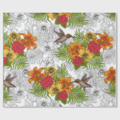 Hummingvogels en tropische bouquet cadeaupapier (Vlak)