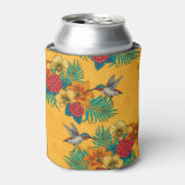 Hummingvogels en tropische bouquet, geel blikjeskoeler (Blikje Voorkant)