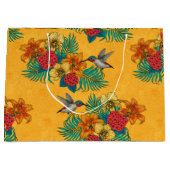 Hummingvogels en tropische bouquet, geel groot cadeauzakje (Voorkant)