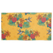 Hummingvogels en tropische bouquet, geel kussensloop (Voorkant-Links)