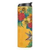 Hummingvogels en tropische bouquet, geel thermosbeker (Gedraaid links)