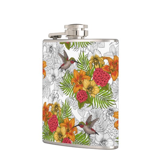 Hummingvogels en tropische bouquet heupfles (Links)