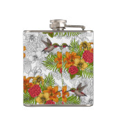 Hummingvogels en tropische bouquet heupfles (Achterkant)