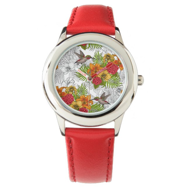 Hummingvogels en tropische bouquet horloge (Voorkant)