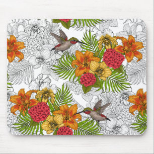 Hummingvogels en tropische bouquet muismat