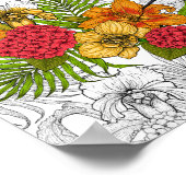 Hummingvogels en tropische bouquet poster (Hoek)
