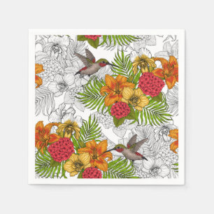 Hummingvogels en tropische bouquet servet