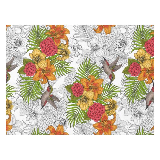 Hummingvogels en tropische bouquet tafelkleed (Voorkant (Horizontaal))