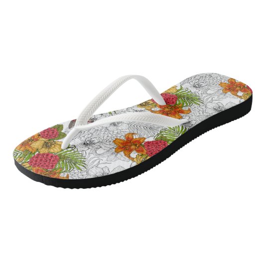 Hummingvogels en tropische bouquet teenslippers (Schuin)
