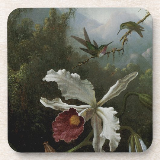 Hummingvogels en White Orchid van Martin J. Heade Bier Onderzetter (Voorkant)