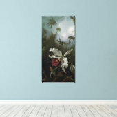 Hummingvogels en White Orchid van Martin J. Heade Canvas Afdruk (Insitu (Houten vloer))