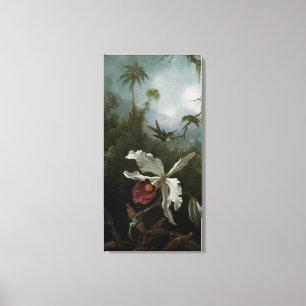 Hummingvogels en White Orchid van Martin J. Heade Canvas Afdruk