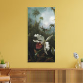 Hummingvogels en White Orchid van Martin J. Heade Canvas Afdruk (Insitu (Woonkamer))