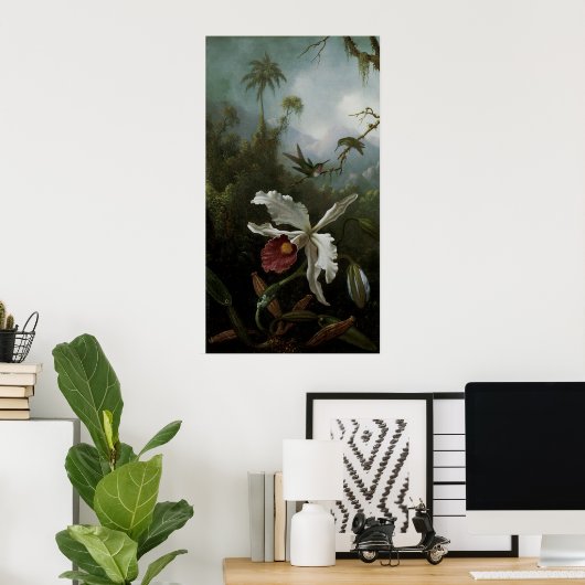 Hummingvogels en White Orchid van Martin J. Heade Poster (Thuiskantoor)