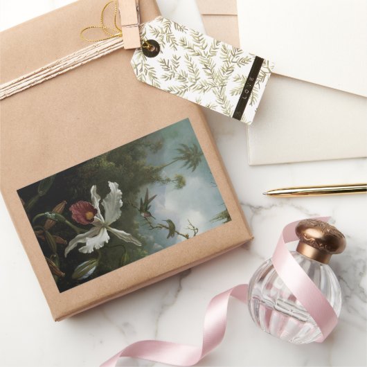 Hummingvogels en White Orchid van Martin J. Heade Rechthoekige Sticker (Geschenken)