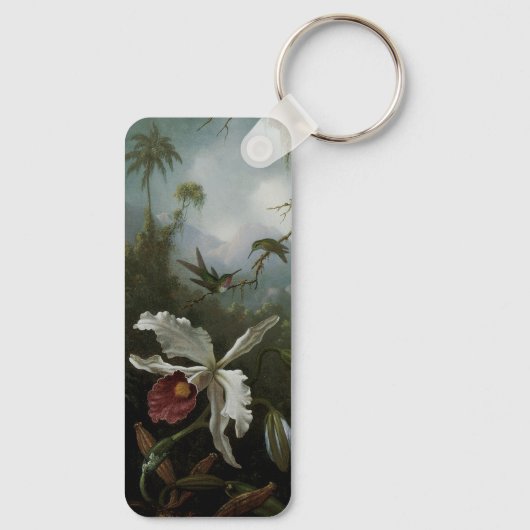 Hummingvogels en White Orchid van Martin J. Heade Sleutelhanger (Achterkant)