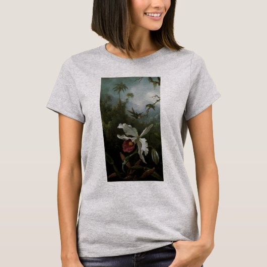 Hummingvogels en White Orchid van Martin J. Heade T-shirt (Voorkant)